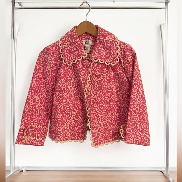 Lilly Pulitzer Jackets & Blazers - LILLY PULITER pink and white clueless preppy barbie office siren jacket size 4